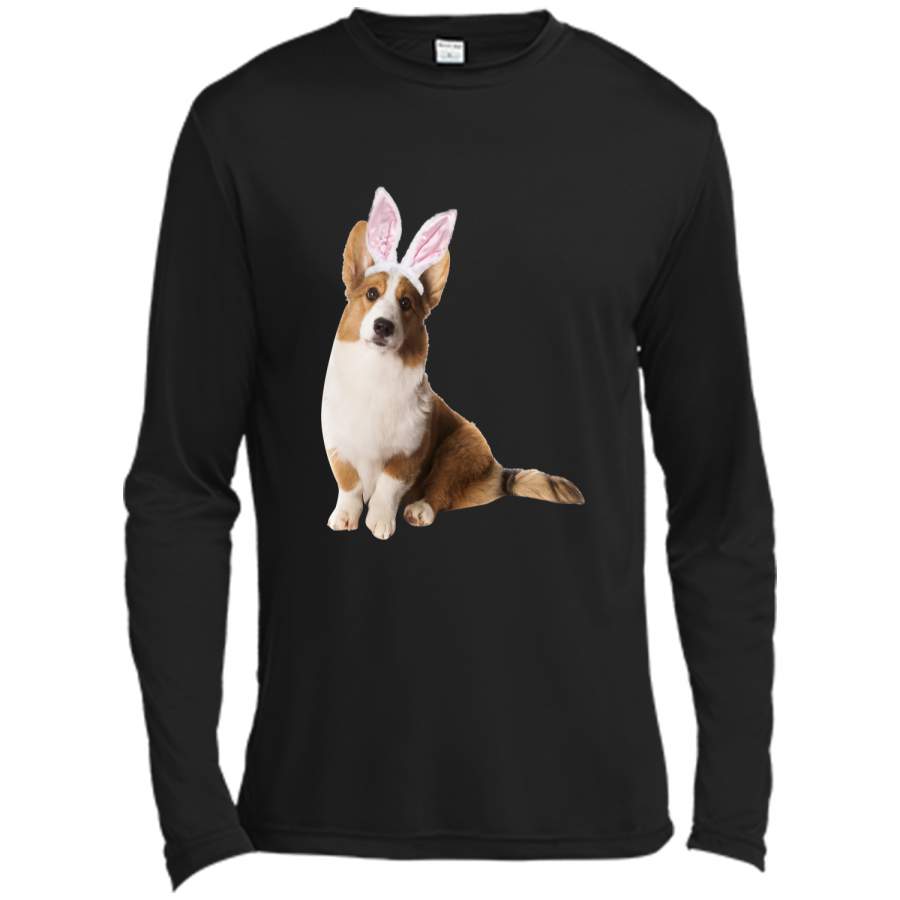 Cardigan Welsh Corgi Wearing Easter Bunny Ears Dog T-Shirt Long Sleeve Moisture Absorbing Shirt