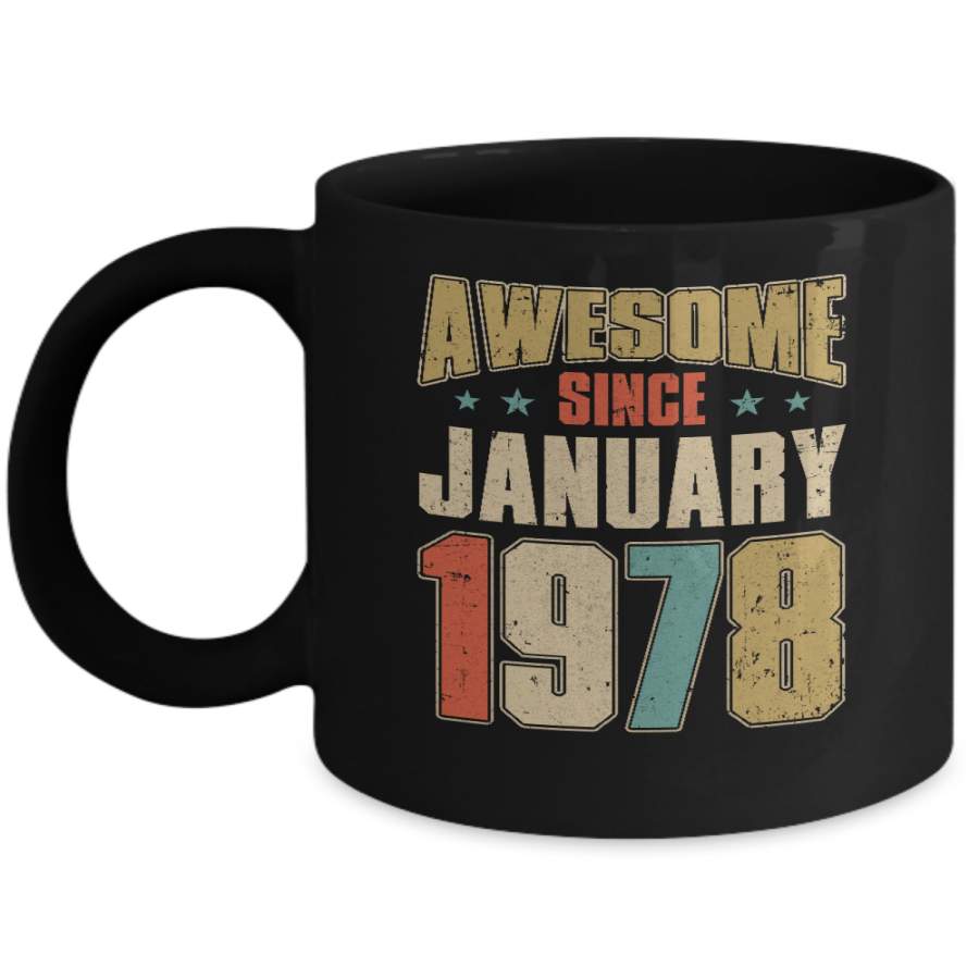 Vintage Retro Awesome Since January 1978 42th Birthday Mug