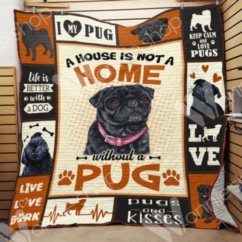 Black Pug Dog Blanket NOV2701 77O42