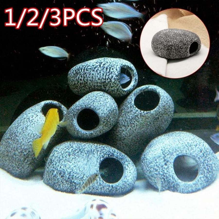 1/2/3pcs Cichlid Stone Cave Aquarium Fish Tank Pond Ornament Decoration Shrimp Breeding Ceramic