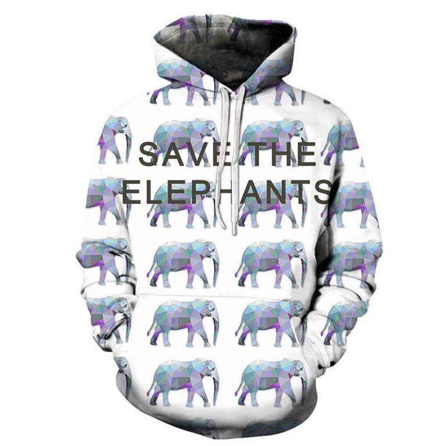 Save Elephants Unisex 3D All-Over Print Hoodie