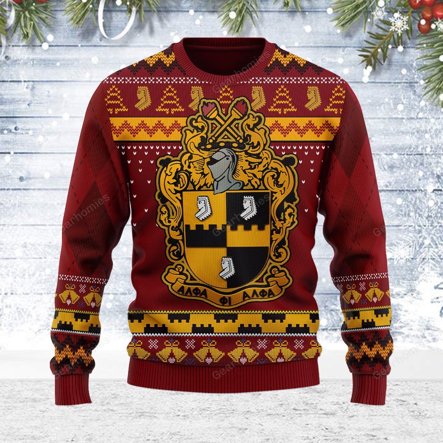 Merry Christmas Gearhomies Unisex Ugly Christmas Sweater Alpha Phi Alpha 3D Apparel