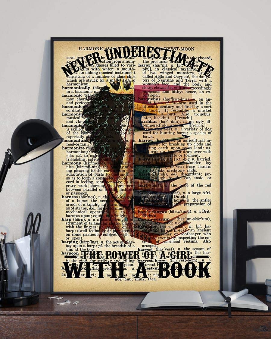 Never Underestimate The Power Of A Africa American Black Queen Girl With A Book Poster