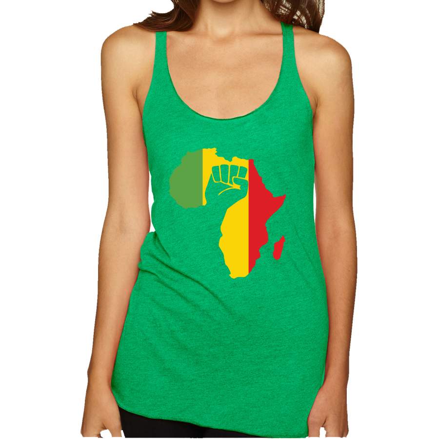 Love Africa Pride Map Black Power Fist Freedom Black History Month Gift Black Pride Tri-Blend Racerback Tank Top