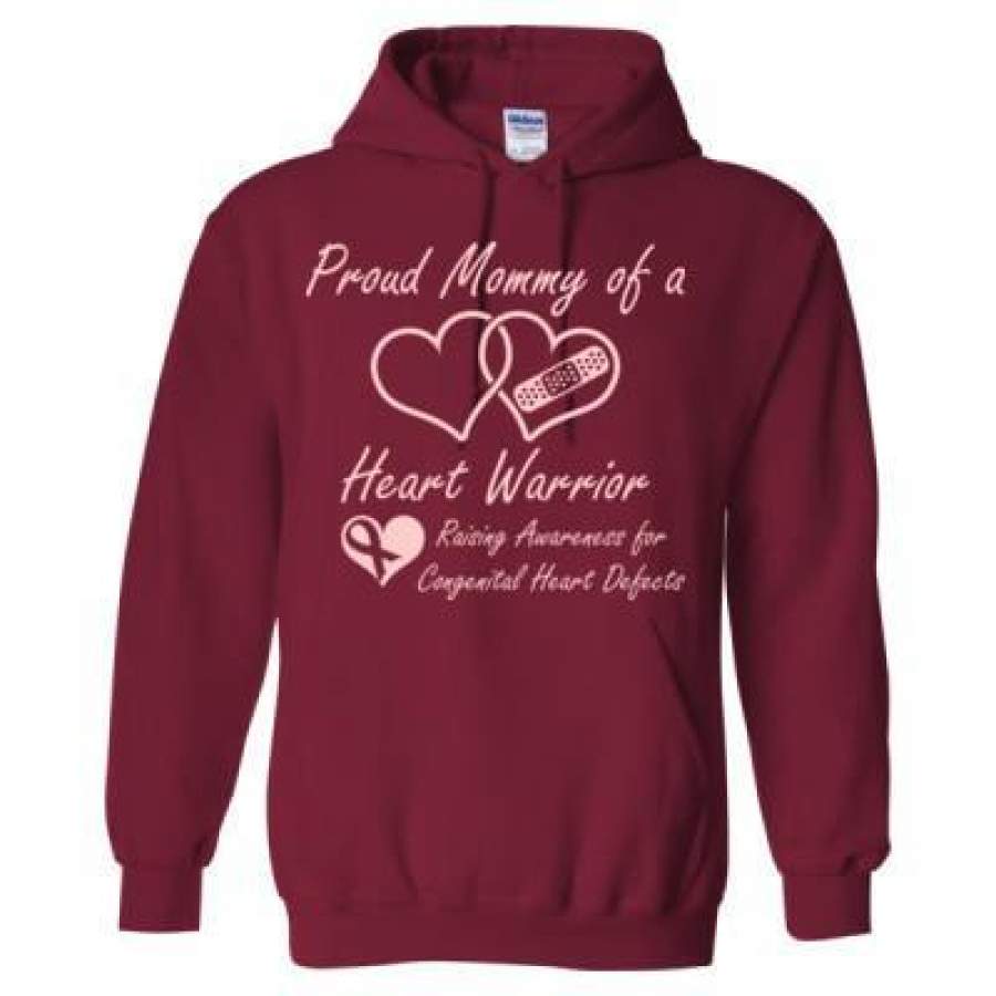 AGR Proud Mommy Heart Warrior Raising Awareness Congential Heart Defects – Heavy Blend™ Hooded Sweatshirt