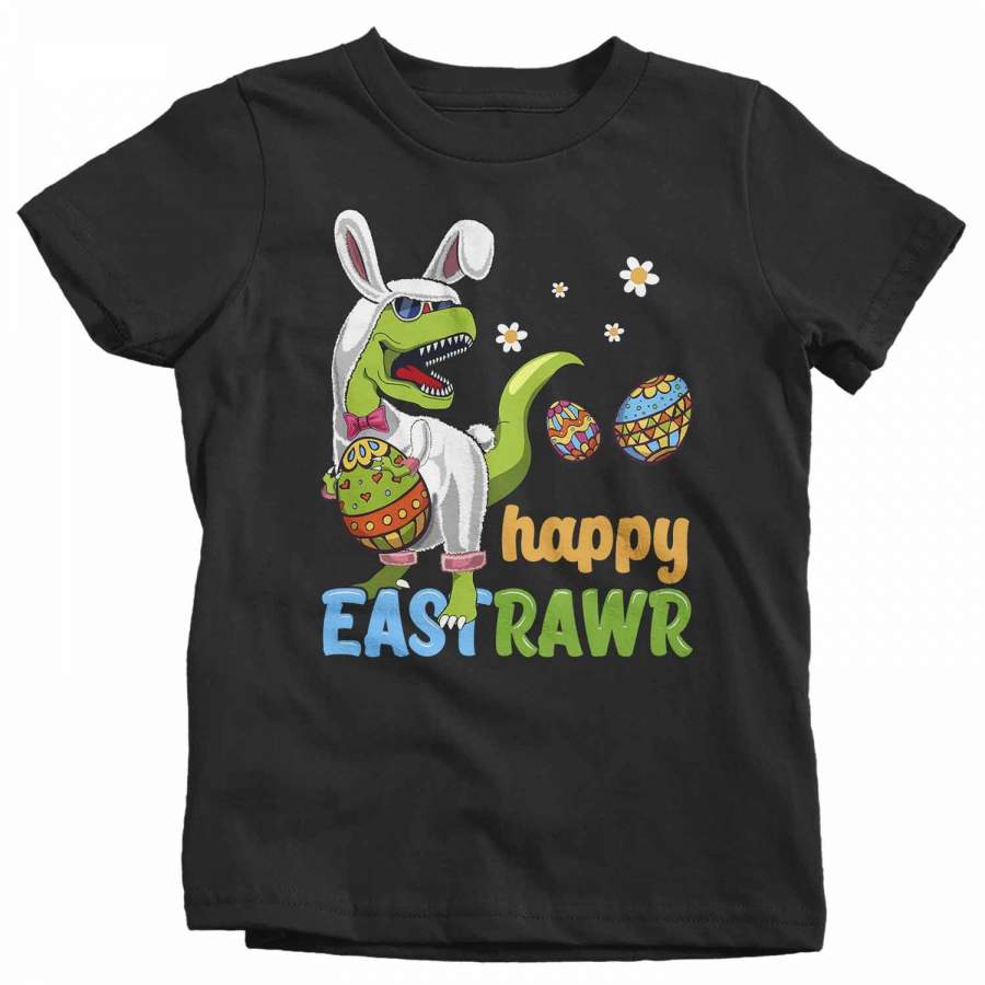 Kids Funny Easter T Shirt T Rex Easter Bunny Shirt Happy Eastrawr Shirt Funny Dinosaur Easter Shirt Rawr Shirt