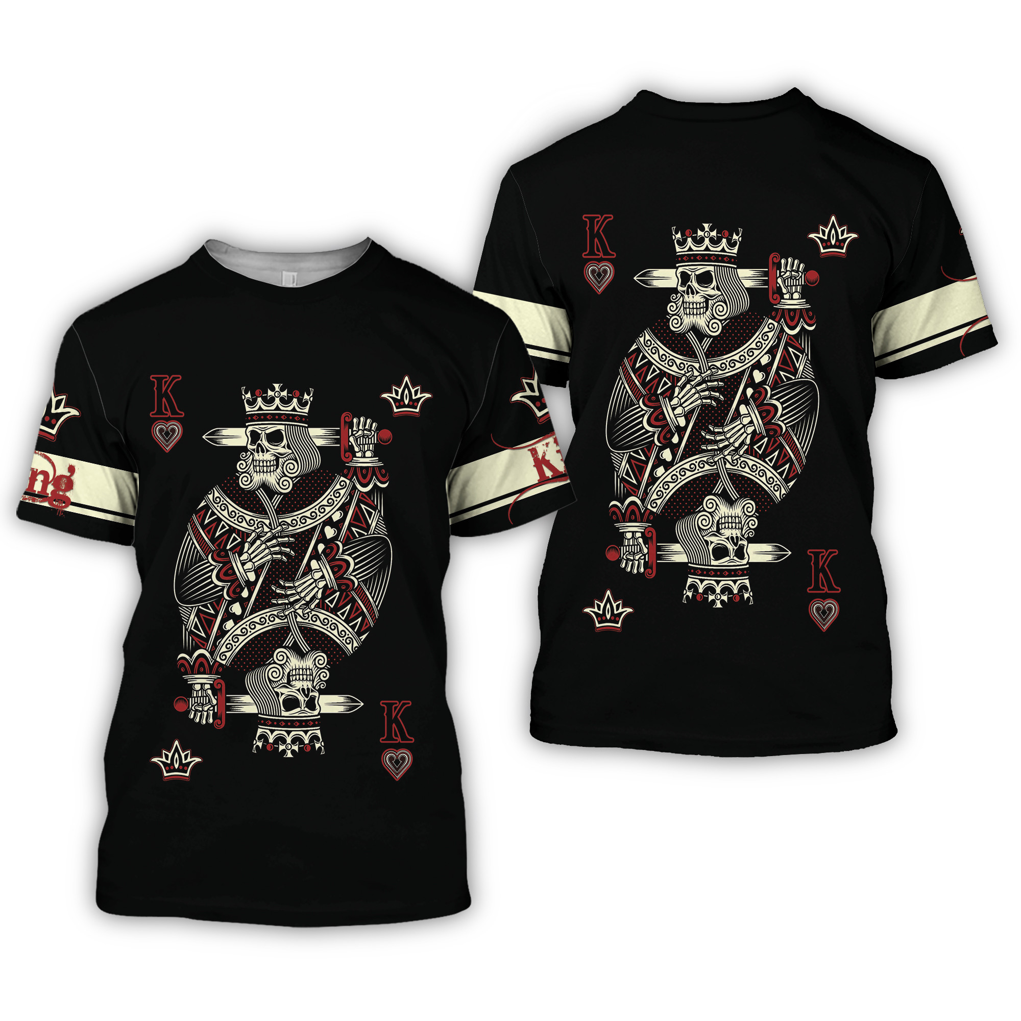 Skull Couple King Queen Poker Unisex Aop T-Shirt #Dh