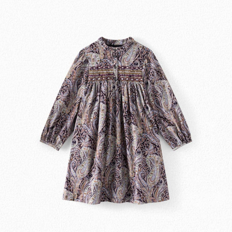 2021 Girls BP Dress Autumn Winter Girls Corduroy Printed Long Sleeve Dress alx