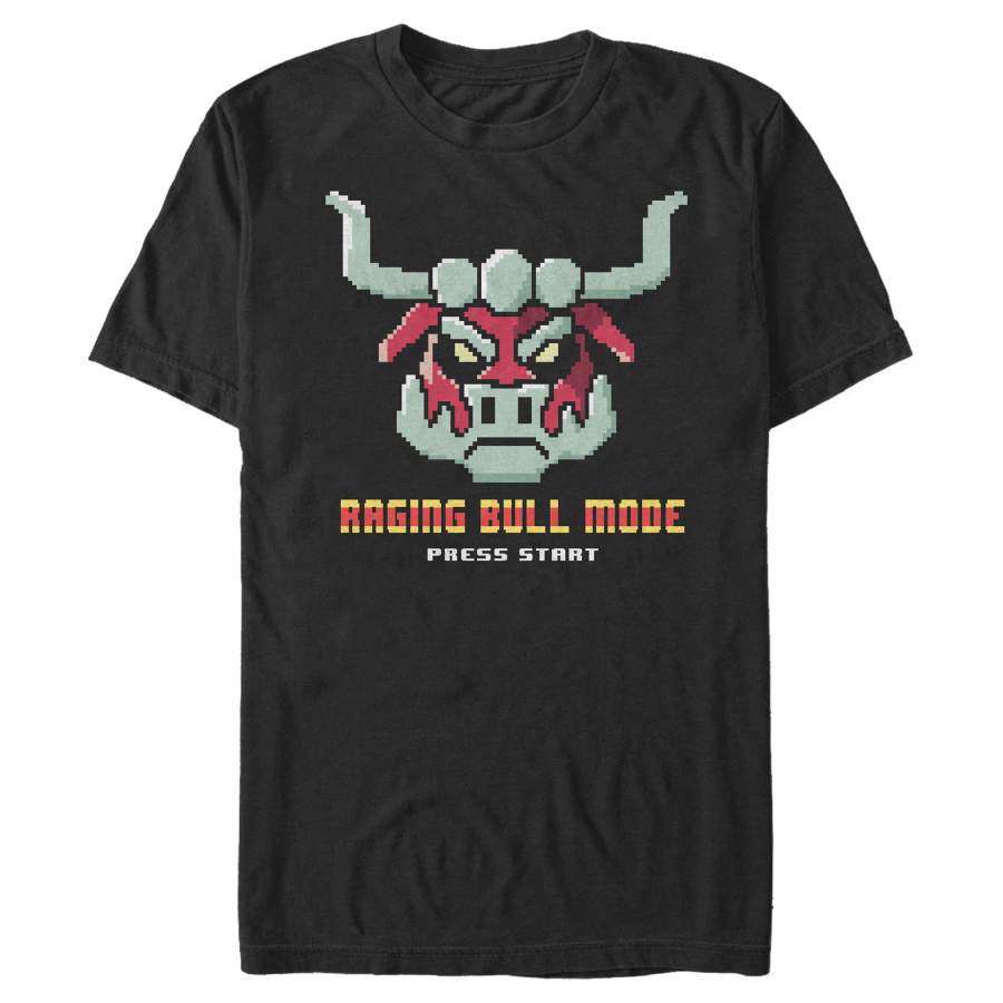 Cannon Busters Men’s Pixelated Raging Bull Mode  T Shirt