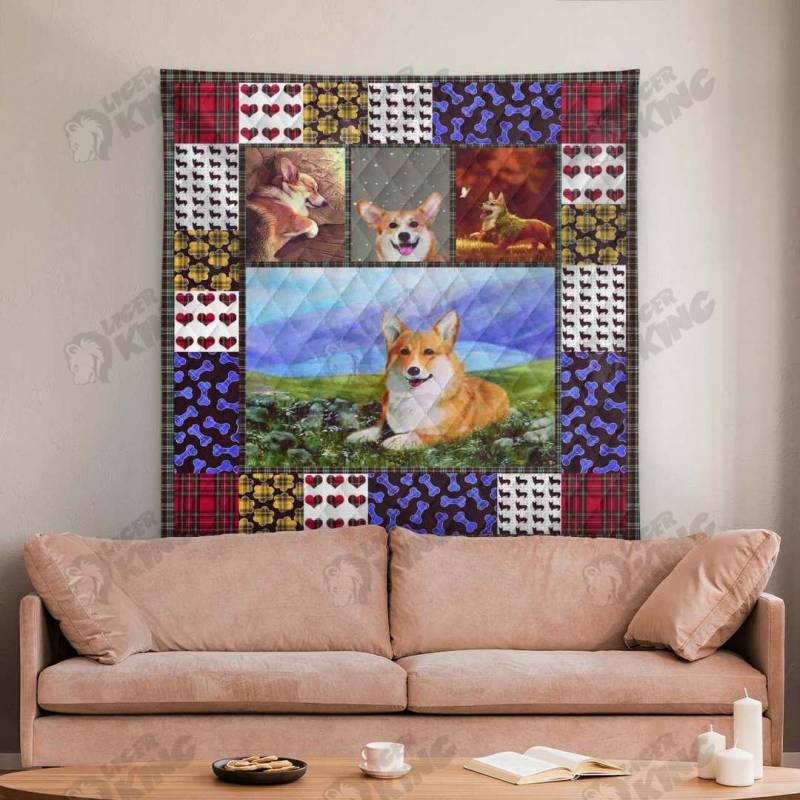 Animal Quilt Corgi Dog Blanket 1300 L