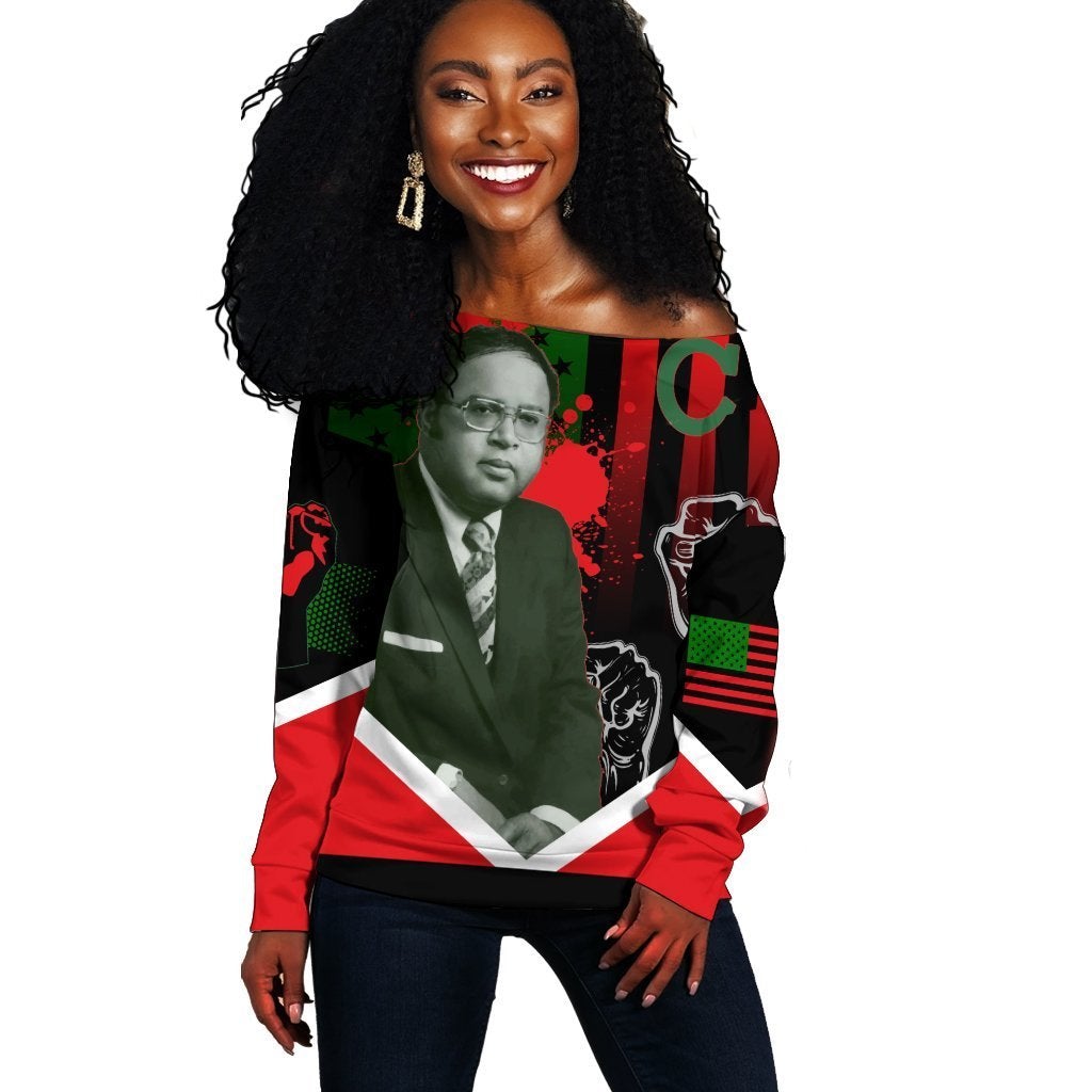 Wonder Print Shop Sweatshirt – African American Flag Charlies Diggs Women Off Shoulder