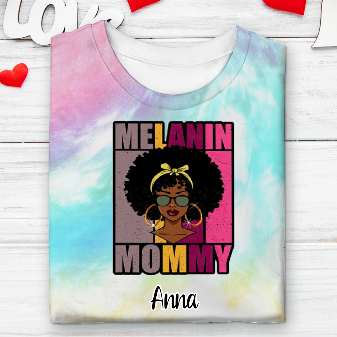 Melanin Mommy Ladies Personalized Tie Dye Shirt Sweashirt Hoodie Ap701