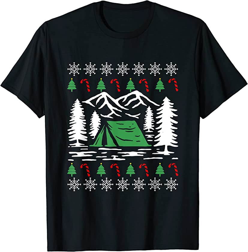 Ugly Christmas Camping Camper X-Mas Santa Claus New Year T-Shirt