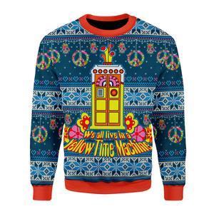 We All Live In A Yellow Time Machine Ugly Christmas Sweater | Unisex | Adult | Us3346