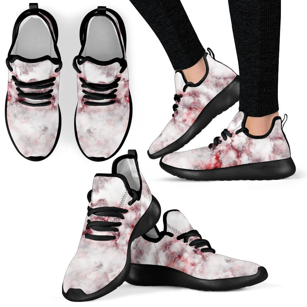 White Ruby Marble Print Mesh Knit Shoes