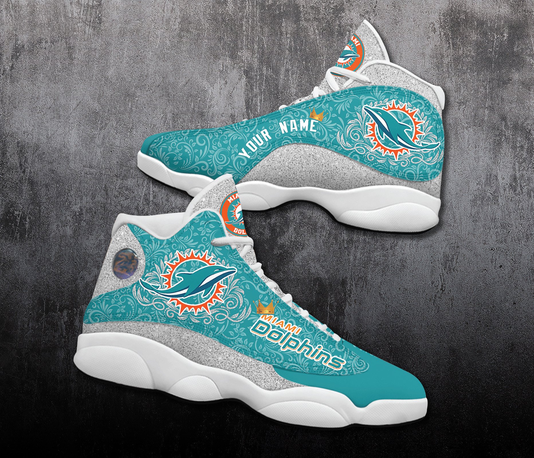 Customized Name Miami Dolphins Jordan 13 Personalized Shoes