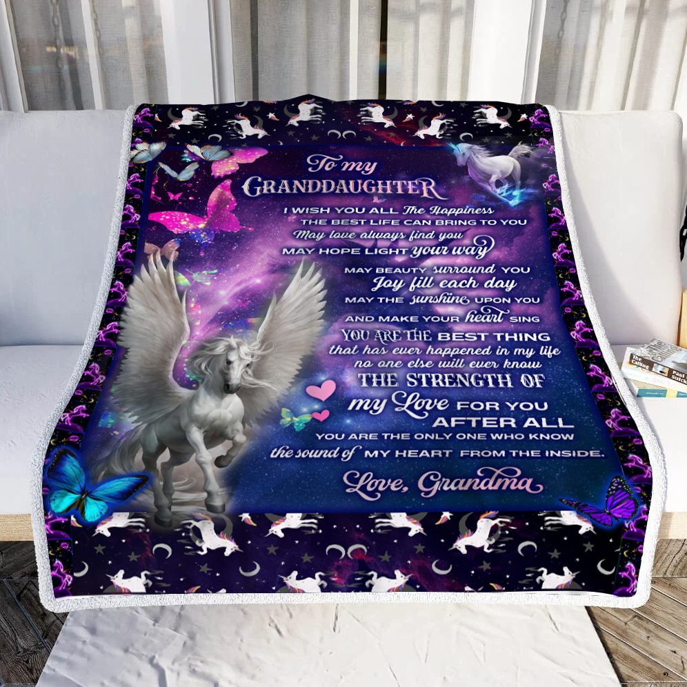 To My Granddaughter I Wish You All The Happiness Unicorn Blanket