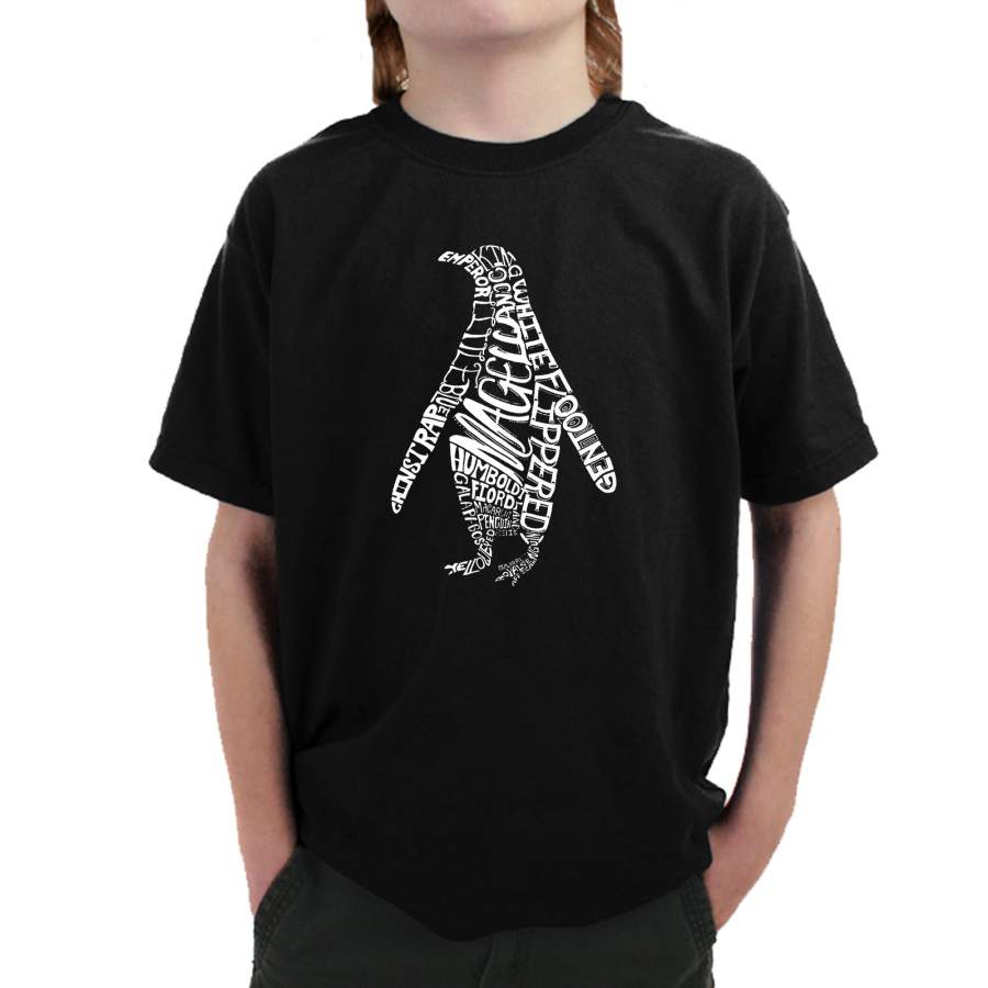 LA Pop Art  Boy’s Word Art T-shirt – Penguin