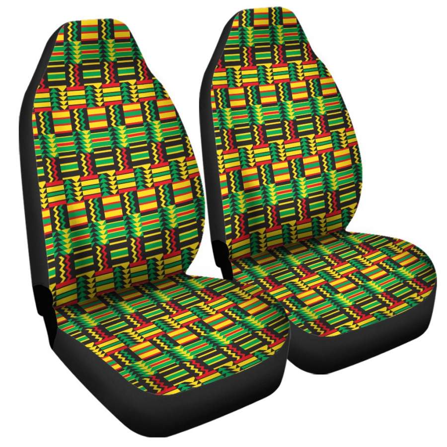 West African Kente Tribal Pattern Print Universal Fit Car Seat Covers