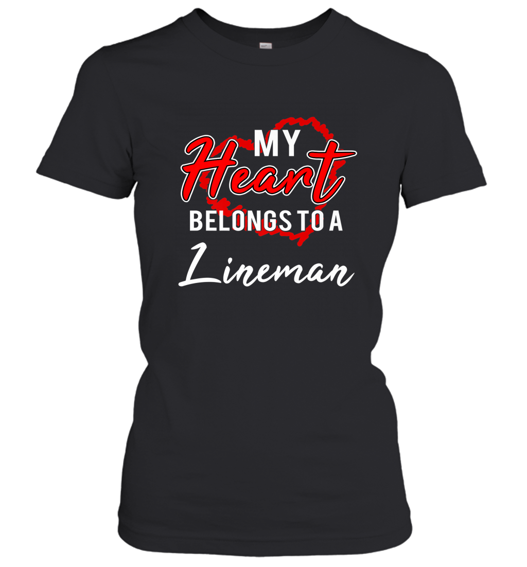 My Heart Belongs To A Lineman Valentines Day Lovely Gift Women’s T-Shirt