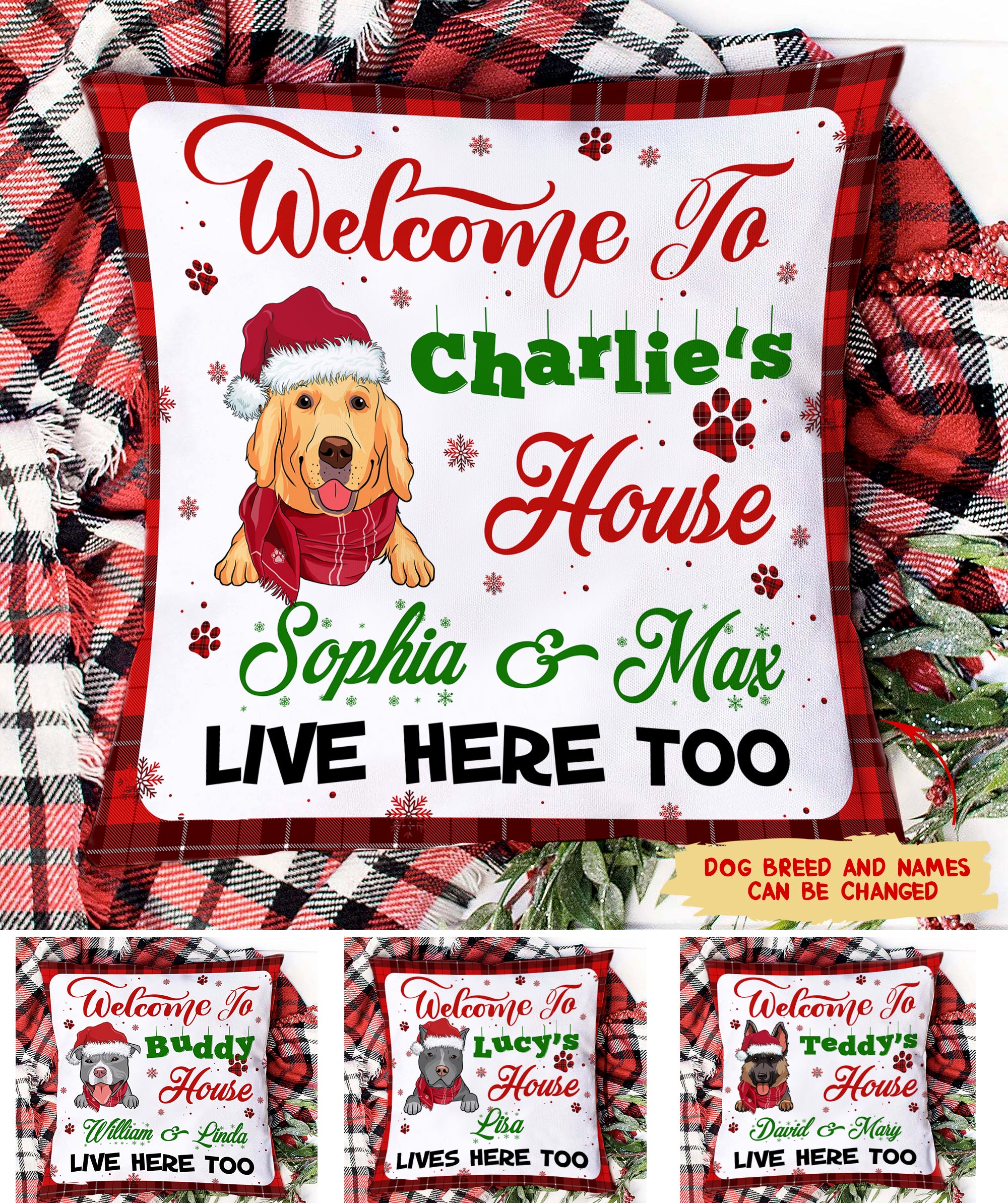 Welcome To My House – Personalized Custom Linen Pillow – Christmas Home Decor