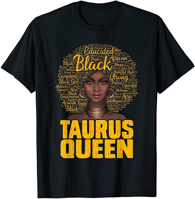 Taurus Queen Black Woman Afro Natural Hair African American T-Shirt