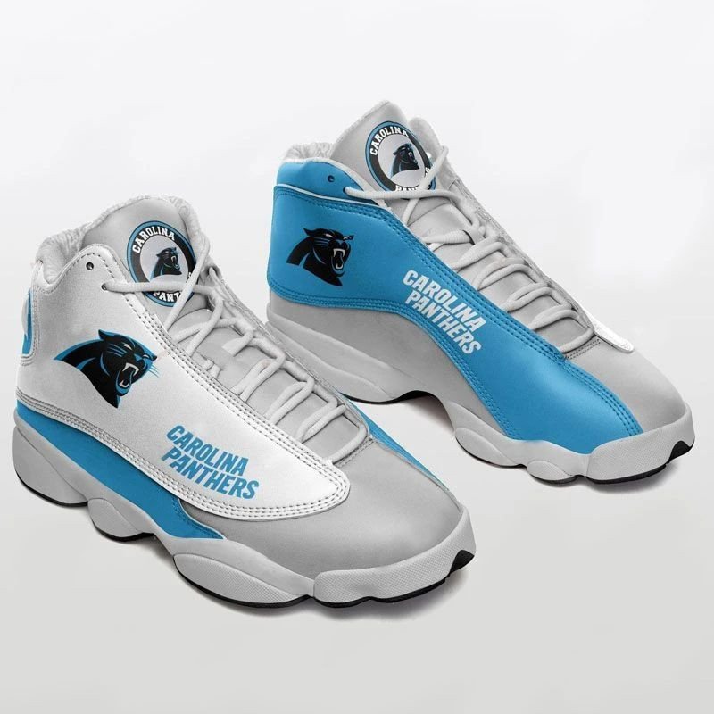 Carolina Panthers Silver And Blue Themed Air Jordan 13 Printing Shoes Sneaker