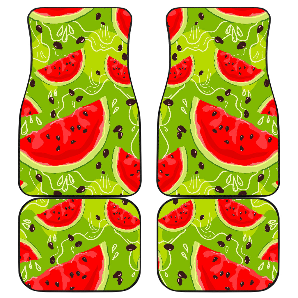 Yummy Watermelon Pieces Pattern Print Front And Back Car Floor Mats, Front Car Mat