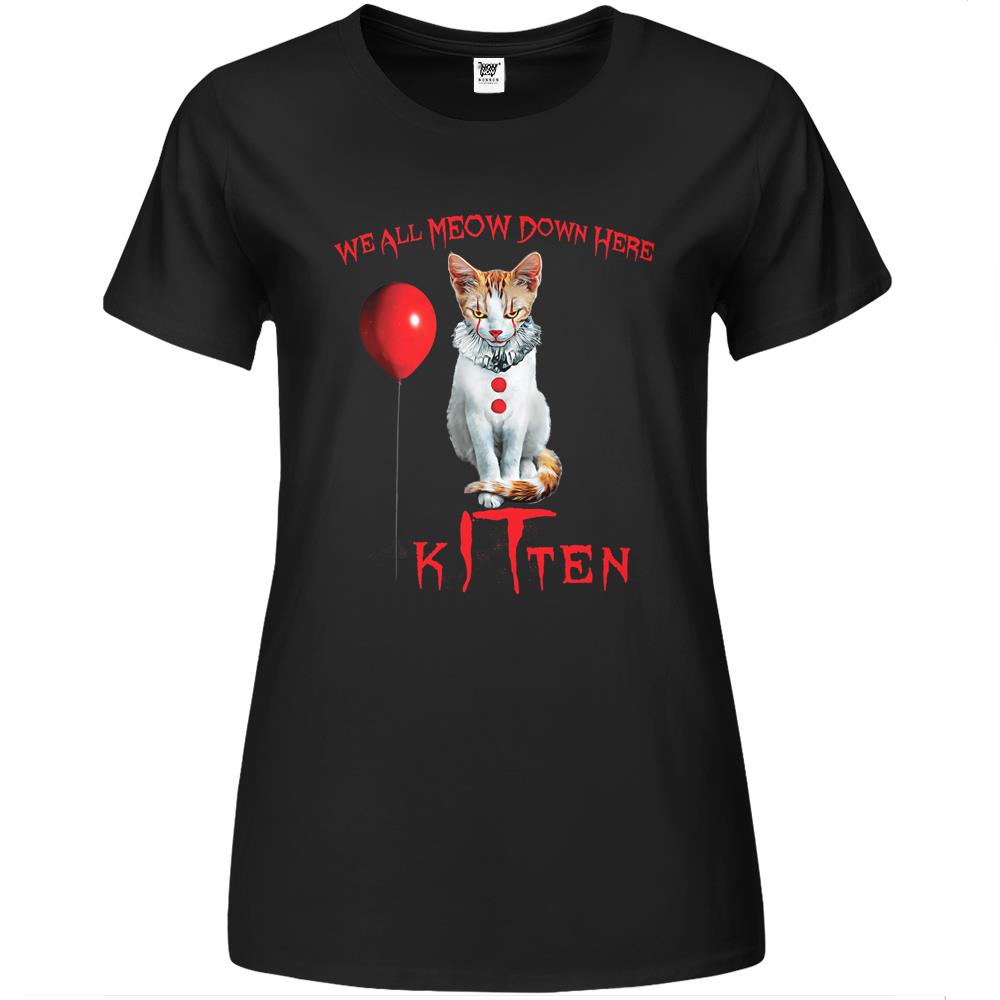 We All Meow Down Here Clown Cat Kitten Premium Womens T Shirts