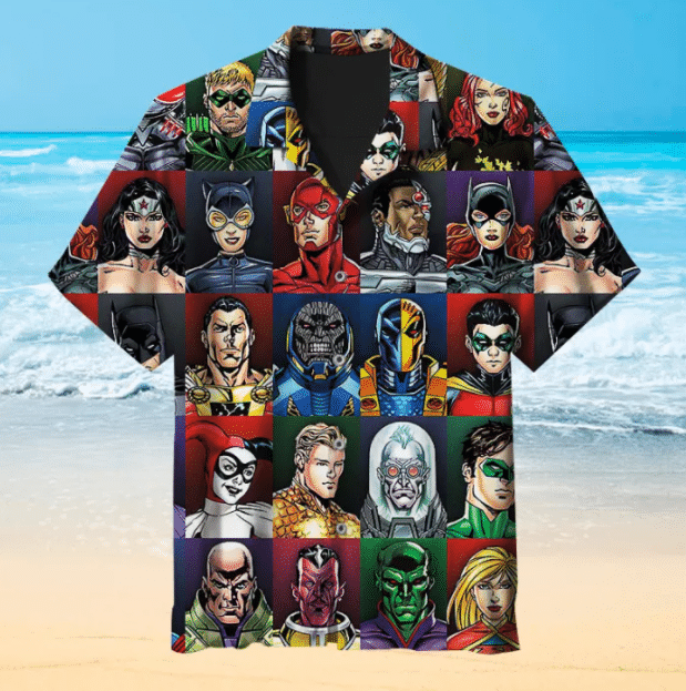 With Faces Of Dc Comics For Man And Woman Print Short Sleeve Hawaii Shirt Ha18085