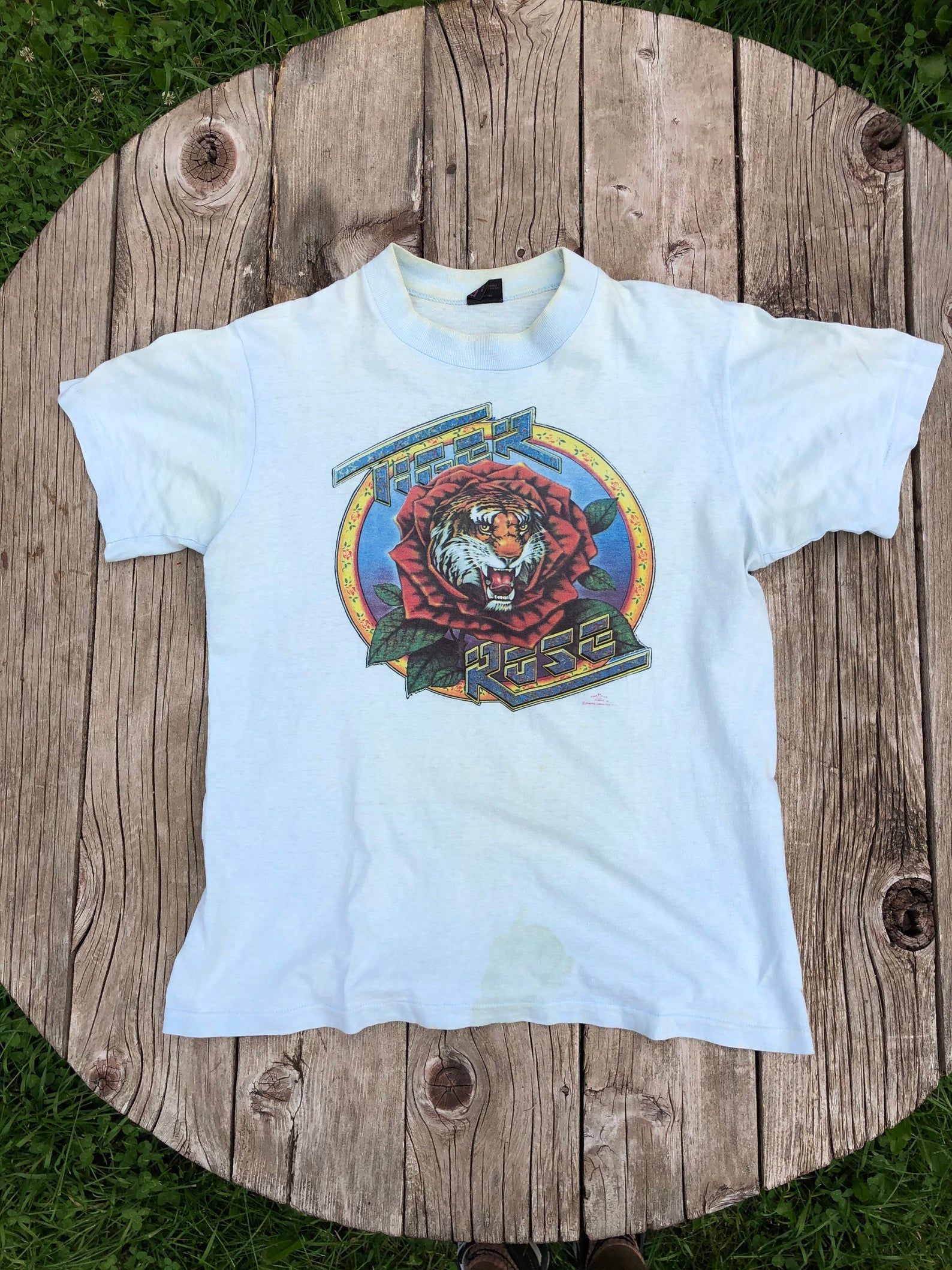 Vintage 1975 Robert Hunter Tiger Rose T Shirt Grateful Dead