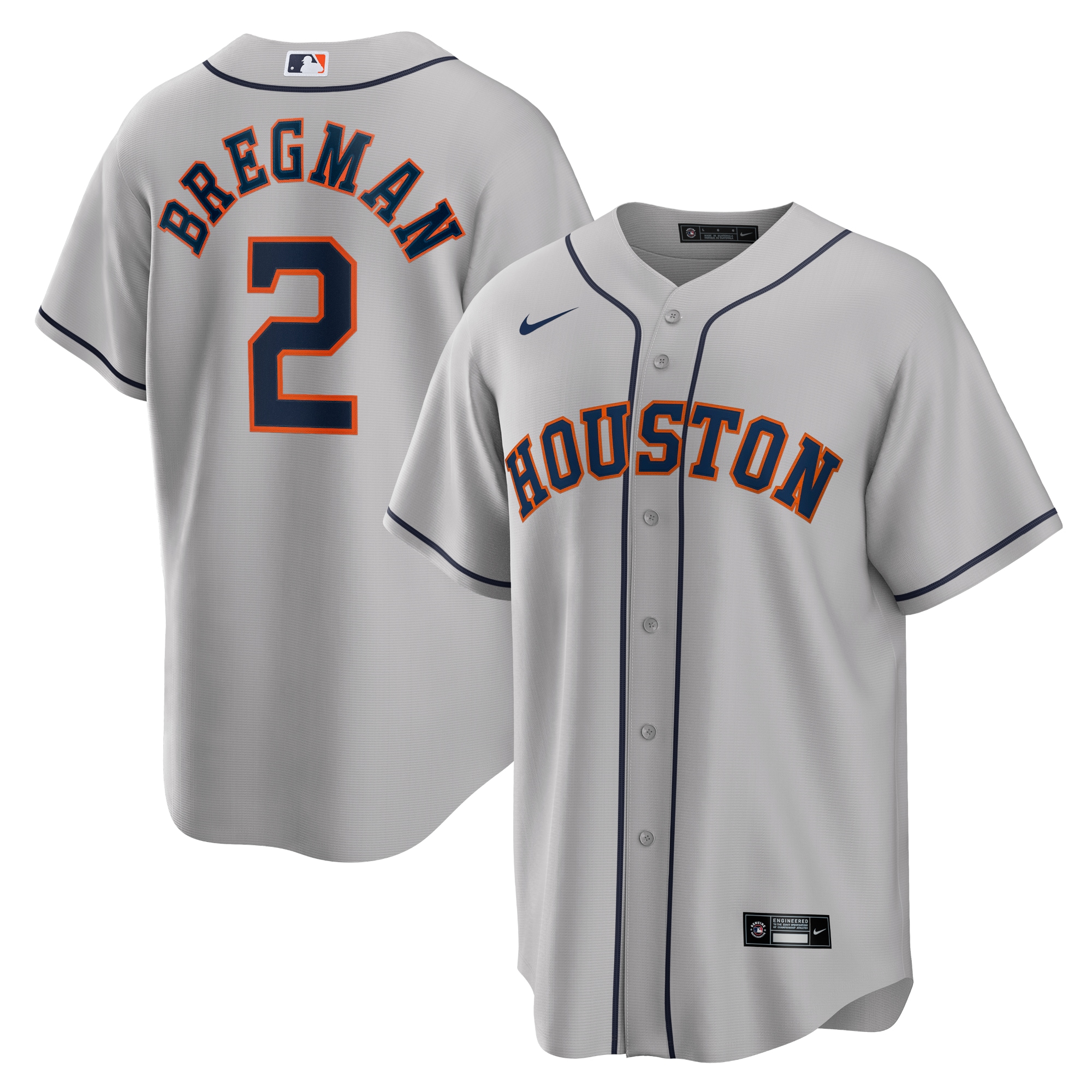 Men’s Houston Astros Alex Bregman Gray Road Player Name Jersey