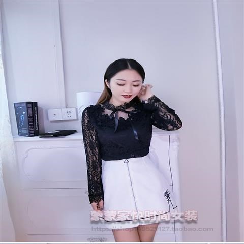 Women Shirts Lace Long Sleeve Blouse Bow Sweet Floral Hollow Lace Blouses Shirt Female Mesh Blusas 2022 Spring Women Tops X01F alx