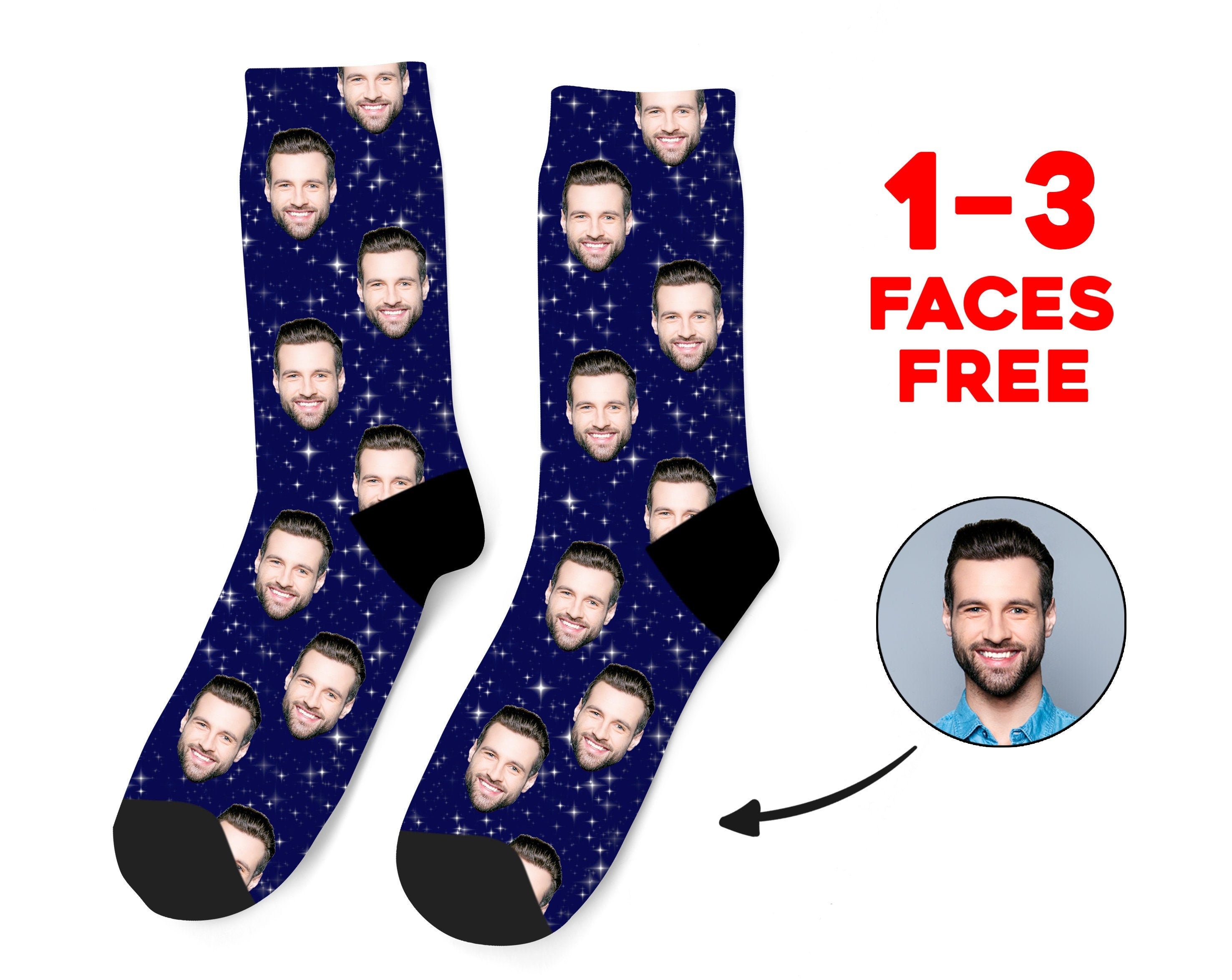 Custom Face Socks, Space Custom Photo Socks, Face on Socks, Star Personalized Socks Space Picture Socks, Funny Gift For Fathers Day Her Him