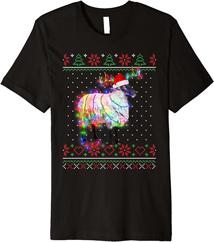 Sheep Animal Ugly Sweater Christmas Puppy Animal Lover Premium T-Shirt