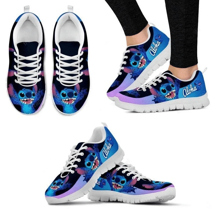 Stitch  Lilo & Stitch Disney ver17 Print Sneakers, Women’s Sneakers, Handmade Crafted sneaker white Shoes birthday gift Fashion Fly Sneakers TL97