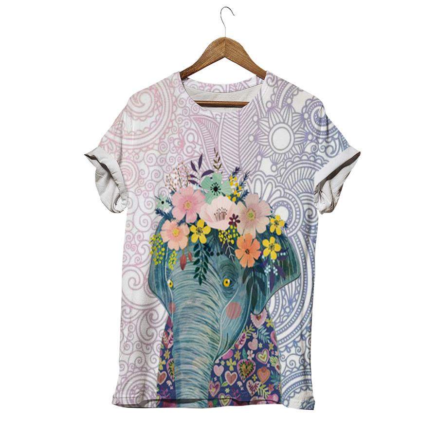 Elephant Wearing Garland Vegetal Elephant T-shirt