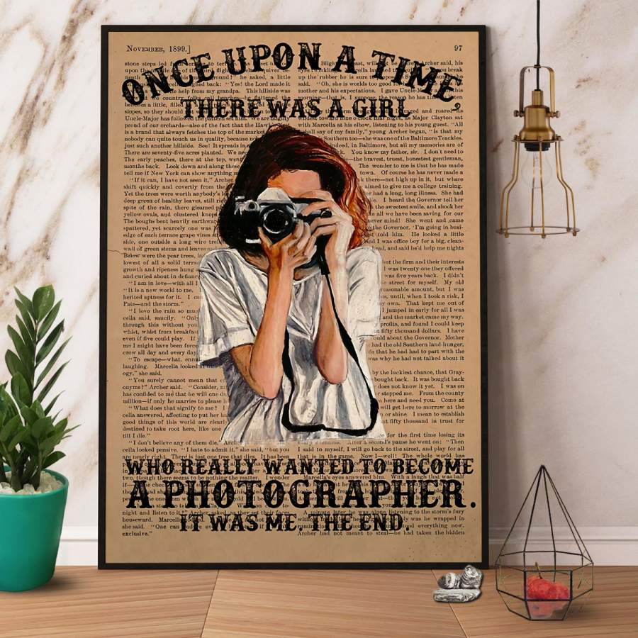 A Girl Who Really Wanted Become A Photographer Paper Poster No Frame/ Wrapped Canvas Wall Decor Full Size
