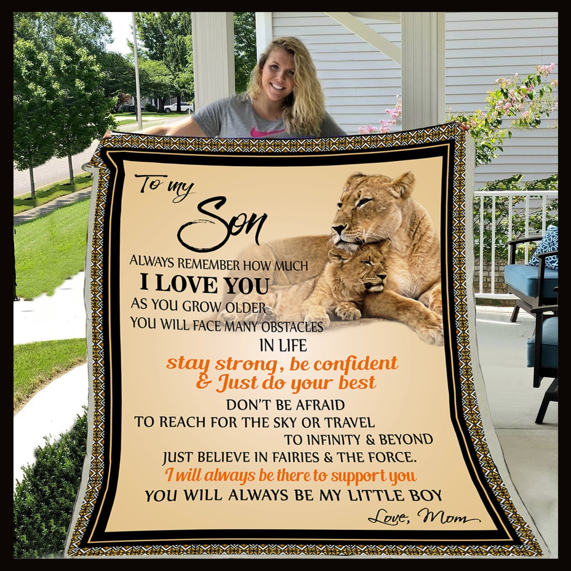 To My Son You Will Always Be My Little Boy Lion Fleece Blanket