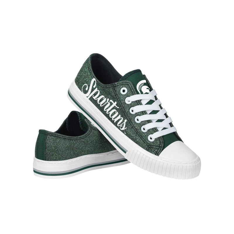 Michigan State Spartans NCAA Womens Color Glitter Low Top Canvas Shoes