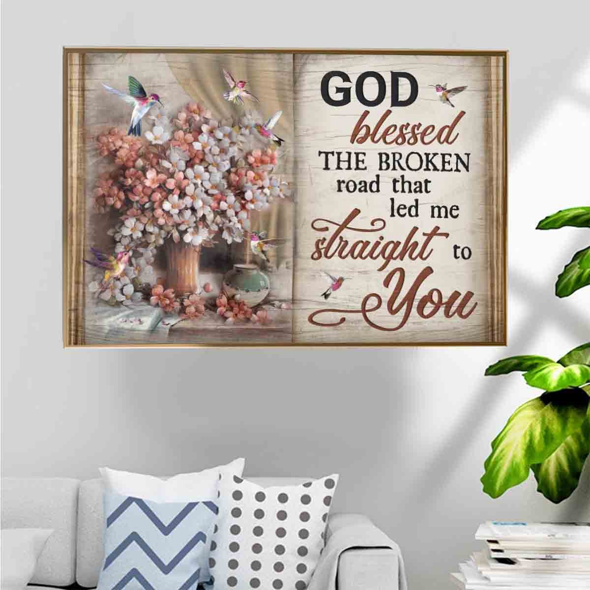 Vintage Flower Vase And Hummingbirds Poster – Blessed Straight To You Home Decoration Christmas Gifts For Couples Lover – Gigo Smart