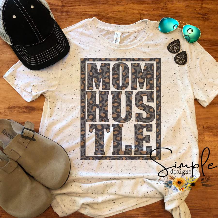 Grey Leopard Mom Hustle T-shirt, Custom Mom Shirts, Madre, Mother