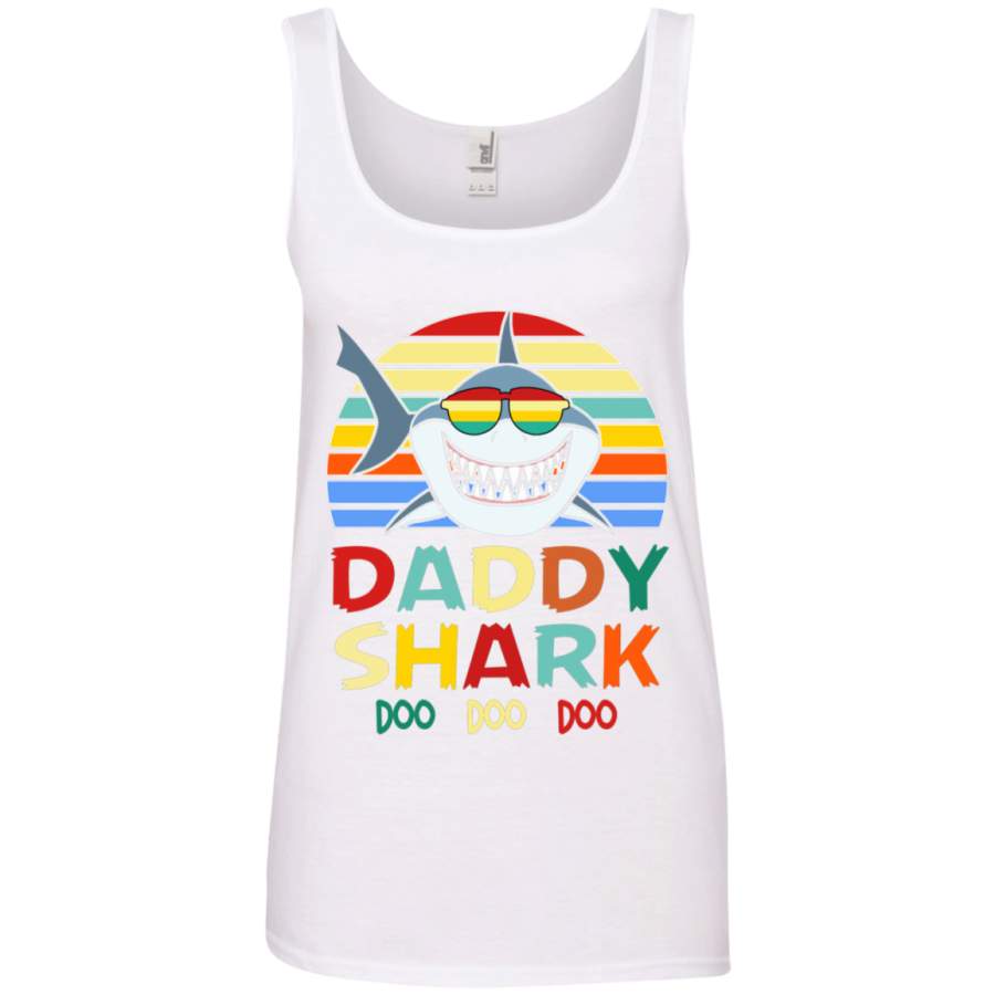 AGR Retro Vintage Daddy Shark Tshirt gift for Father Ringspun Tank Top