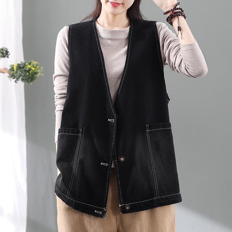 Vests Women V-neck Retro Minimalist Harajuku Solid Summer Sleeveless Basic Outerwear Mujer De Moda Street Style Female Clothing alx