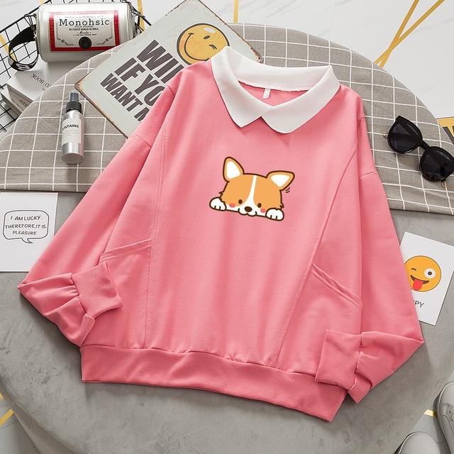 Adorable Corgi Oversize Collared Thin Sweaters