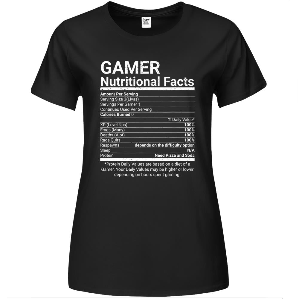 Nutritional Facts Shirt, Gamer Nutrition Facts Shirt, Gamer Nutritional Facts Video Games Computer Nerd Premium Womens T Shirts