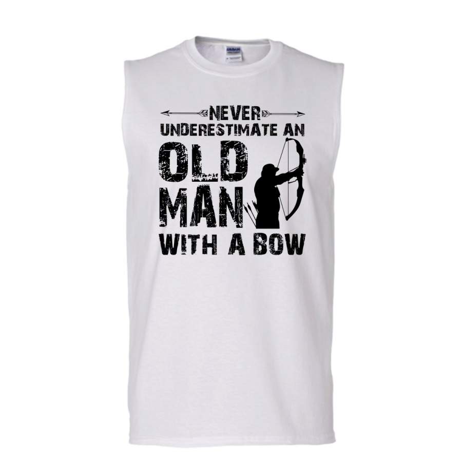 Never Underestimate An Old Man With A Bow Shirt, Bowing Shirt (Men’s Cotton Sleeveless)