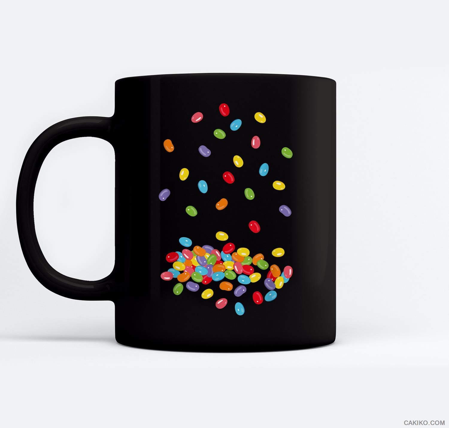 Cute Jelly Beans Candy Lover Easter Foodie Gift Idea Ceramic Coffee Black Mugs