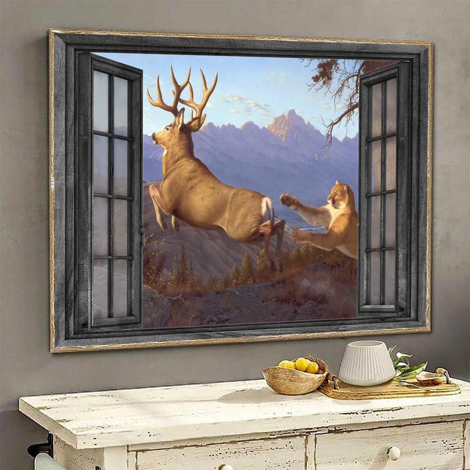 Black Tailed Deer 3D Wall Art Living Decor Tiger Hunting Lover Da0339-Tnt