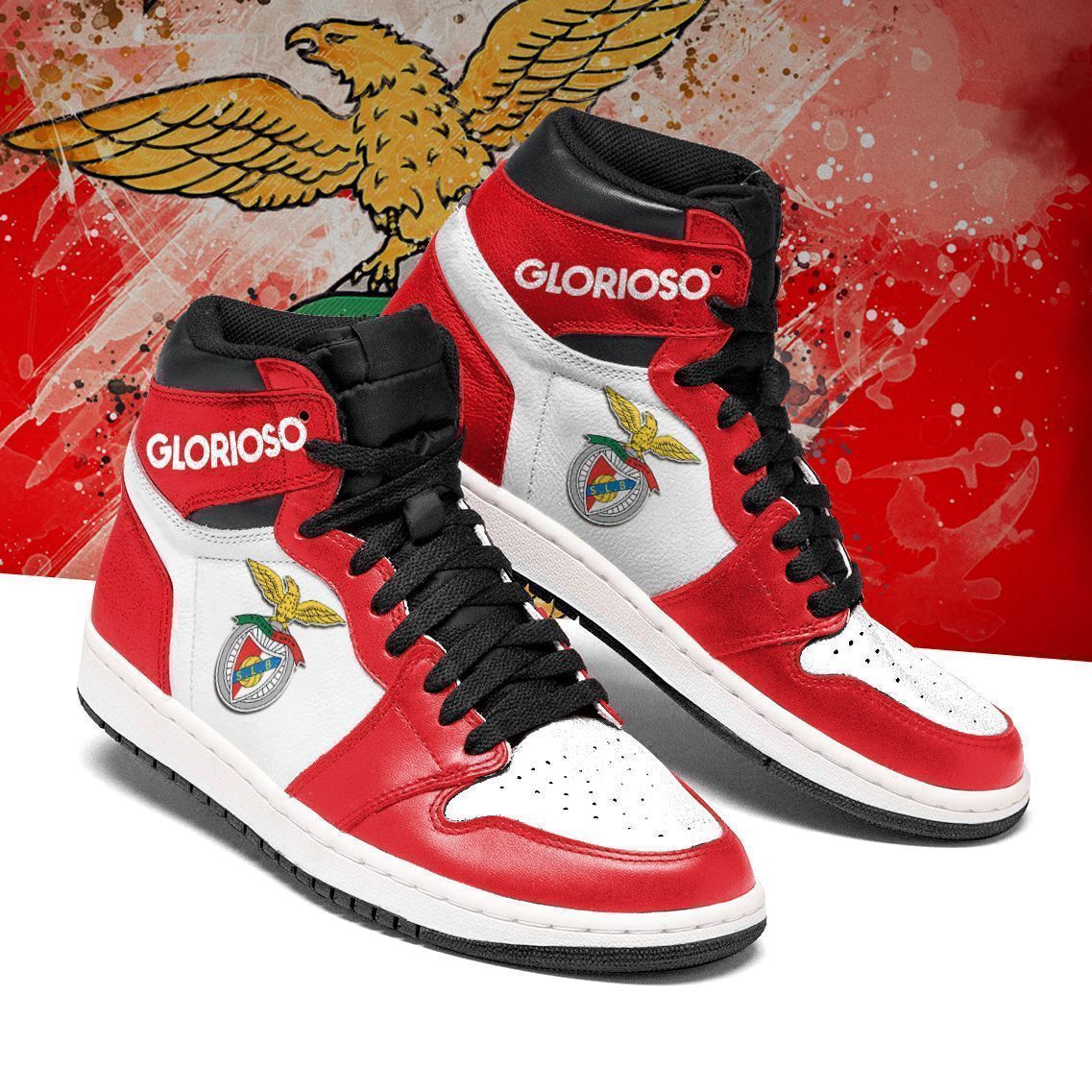 Benfica LPH JD High top Shoes Red & White Sneakers Jordan Sneakers Sport Air Jordan High Sneakers Sport Sneakers